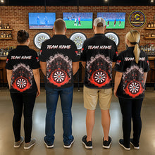 Load image into Gallery viewer, Grey And Red Flames Wolf Custom Women's Funny Dart Polo Shirts Team Dart League Jerseys NYN2081