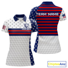 Load image into Gallery viewer, American flag 250th anniversary womens golf polo patriotic golf shirt