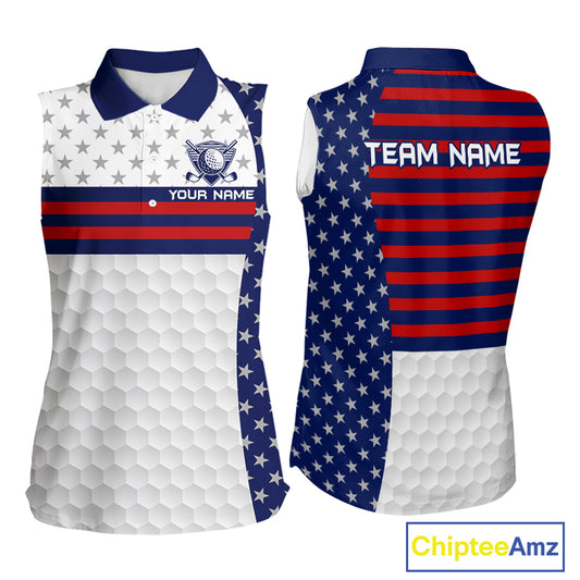 American flag 250th anniversary womens golf sleeveless polo patriotic golf shirt