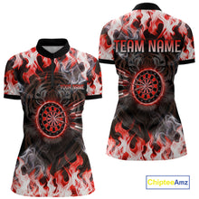 Load image into Gallery viewer, Red Flaming Tiger Women Dart 1/4-Zip Shirts Personalized Name &amp; Team Fire Flame Dart Jerseys NYN2102