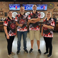 Load image into Gallery viewer, Red Flaming Tiger Women Dart Polo Shirts Personalized Name &amp; Team Fire Flame Dart Jerseys NYN2102
