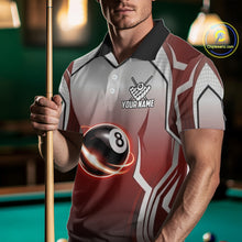 Load image into Gallery viewer, Black And Red 8 Ball Pool Men Billiard Polo &amp; Quarter Zip Shirt Custom 8  Ball Billiard Team Jersey NYN2986