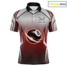 Load image into Gallery viewer, Black And Red 8 Ball Pool Men Billiard Polo &amp; Quarter Zip Shirt Custom 8  Ball Billiard Team Jersey NYN2986