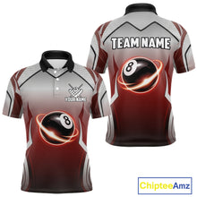 Load image into Gallery viewer, Black And Red 8 Ball Pool Men Billiard Polo &amp; Quarter Zip Shirt Custom 8  Ball Billiard Team Jersey NYN2986