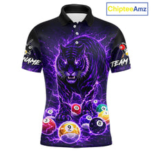 Load image into Gallery viewer, Thunder Purple Horror Tiger Pool Ball Billiard Shirt For Men Custom 8 Ball Billiard Team Attire NYN2629