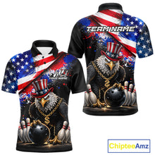 Load image into Gallery viewer, Custom American Flag Splatter Eagle Bowling Team Shirts For Men Patriotic Outfits Bowling Jersey NYN2779