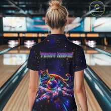 Load image into Gallery viewer, Funny Cat Bowling Polo Quarter-Zip Shirts For Women Custom Colorful Bowling Galaxy Team Jerseys NYN3417