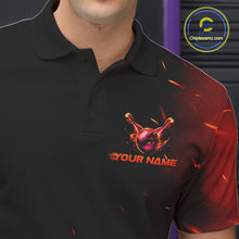 Load image into Gallery viewer, Male bowler wearing fire flame bowling jersey during championship finals, premium sportswear representing leadership, power and passion.