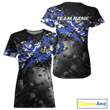 Load image into Gallery viewer, Custom Black &amp; Blue Camo Women Pickleball League Jerseys Grunge Pickleball Paddle Shirts NYN2138
