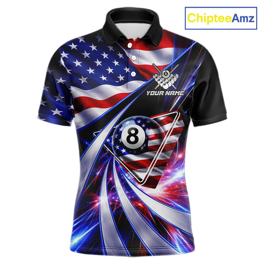 Personalized Colorful Galaxy American Flag 8 Ball Pool Billiard Shirts For Men Billiard Attire Gifts NYN2791