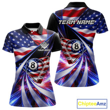 Load image into Gallery viewer, Personalized Colorful Galaxy American Flag 8 Ball Pool Billiard Shirts For Women Billiard Attire Gifts NYN2791