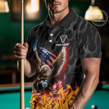Load image into Gallery viewer, Personalized Fire Flame US Flag Eagle 8 Ball Pool Billiard Shirts For Men Patriotic Billiard Gifts NYN2793