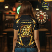 Load image into Gallery viewer, Black Yellow Dartboard Camo Women Darts Polo &amp; 1/4-Zip Shirt Custom Thunder Dart Team Jersey NYN3008