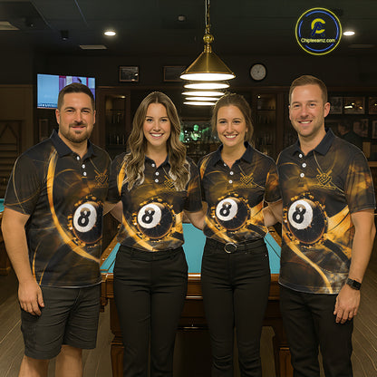 Smoke Cracked Billiard 8 Ball Pool Shirt For Men Custom Billiard Polo & 1/4 Zip Team Attire | Yellow NYN3421
