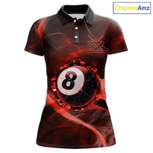Load image into Gallery viewer, Red Smoke Cracked 8 Ball Pool Shirt For Women Custom Billiard Polo Quarter Zip Team Jersey