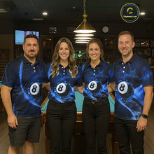 Load image into Gallery viewer, Smoke Cracked Billiard 8 Ball Pool Shirt For Women Custom Billiard Polo &amp; 1/4 Zip Team Attire | Blue NYN3423