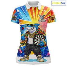 Load image into Gallery viewer, Funny Rich Cool Shark Hold Dartboard Women Darts Polo Shirt Custom Pop Art Dart League Shirt NYN2646