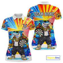 Load image into Gallery viewer, Funny Rich Cool Shark Hold Dartboard Women Darts Polo Shirt Custom Pop Art Dart League Shirt NYN2646