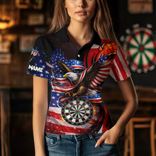 Load image into Gallery viewer, Custom US Flag Funny Eagle Dartboard Darts Women Polo &amp; 1/4-Zip Shirts Patriotic Dart Team Jerseys NYN2805