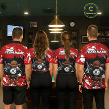 Load image into Gallery viewer, Funny Billiard 8 Ball Cowboy Gun Shirt For Women Custom Grunge Billiard Team Attire | Red NYN3435