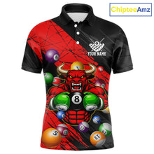 Load image into Gallery viewer, Boxing Bull Hold 8 Ball Pool Funny Billiard Shirt For Men Personalized Pool Balls Billiard Shirts NYN2652