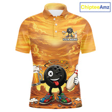 Load image into Gallery viewer, Funny beer bowling ball shirt for men custom bowling polo quarter zip jersey