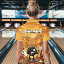 Load image into Gallery viewer, Womens Funny Beer Bowling Ball Shirts For Men Custom Team Polo Quarter-Zip Bowling Jerseys NYN3454