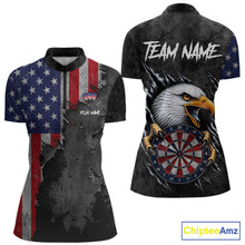 Load image into Gallery viewer, American Flag Eagle Women's Quarter-Zip Darts Shirt Mockup, Patriotic Personalized League Jersey