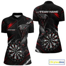Load image into Gallery viewer, Black Red Cobra Women's Quarter-Zip Darts Shirt Mockup, Personalized Cobra Tournament Apparel