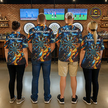 Load image into Gallery viewer, Icy And Fire Flame Dartboard Women Dart Polo &amp; 1/4-Zip Shirt Custom Red And Blue Dart Team Attire NYN3210
