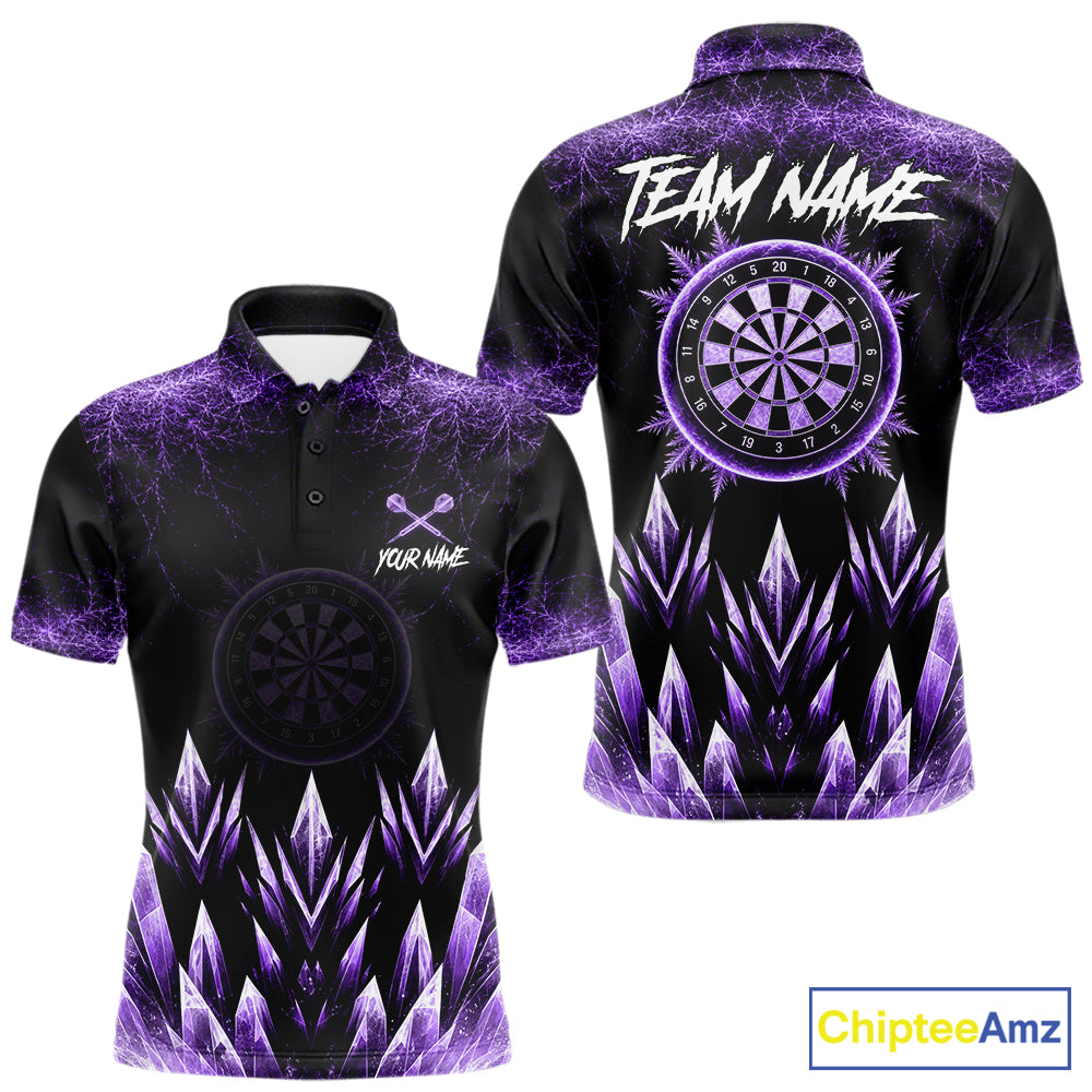 Purple Icy Snowflake Darts Polo & Quarter Zip Shirt For Men Custom Dart Team Shirts Darts Gifts NYN4089