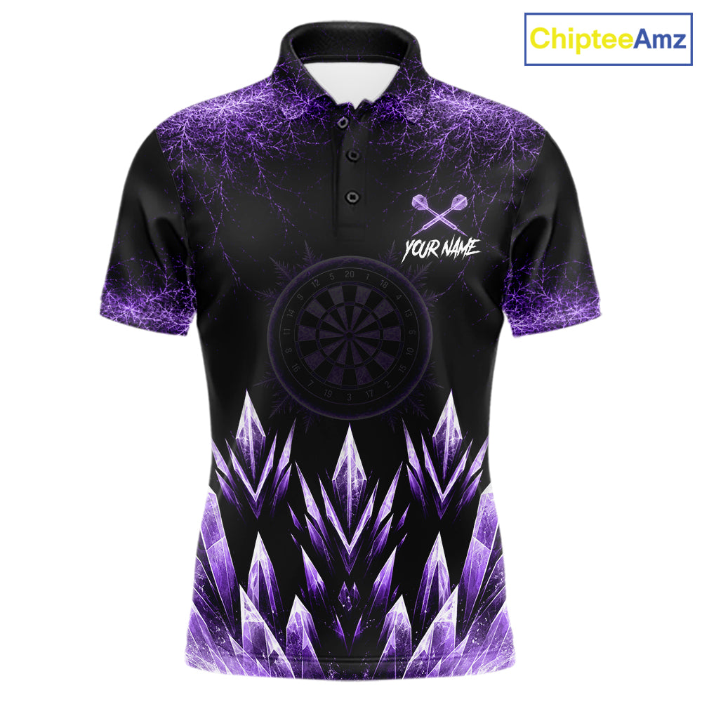 Purple Icy Snowflake Darts Polo & Quarter Zip Shirt For Men Custom Dart Team Shirts Darts Gifts NYN4089