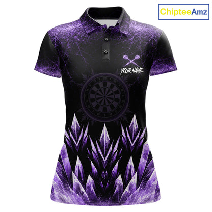 Purple Icy Snowflake Darts Polo & Quarter Zip Shirt For Women Custom Dart Team Shirts Darts Gifts NYN4089
