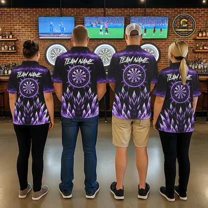 Purple Icy Snowflake Darts Polo & Quarter Zip Shirt For Men Custom Dart Team Shirts Darts Gifts NYN4089