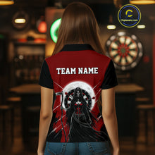 Load image into Gallery viewer, Black And Red Grim Reaper Moon Dartboard Custom Women Darts Quarter-Zip Shirt Gothic Dart Jerseys NYN1947