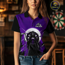 Load image into Gallery viewer, Black And Purple Grim Reaper Moon Dartboard Custom Women Darts Quarter-Zip Shirt Gothic Dart Jerseys NYN1949