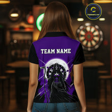 Load image into Gallery viewer, Black And Purple Grim Reaper Moon Dartboard Custom Women Darts Quarter-Zip Shirt Gothic Dart Jerseys NYN1949