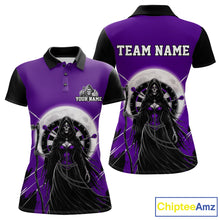 Load image into Gallery viewer, Black And Purple Grim Reaper Moon Dartboard Custom Women Darts Quarter-Zip Shirt Gothic Dart Jerseys NYN1949