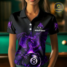 Load image into Gallery viewer, Purple Flaming Dragon Play Pool 8 Ball Women Billiard Shirt Custom Billiard Polo &amp; 1/4-Zip Attire NYN2493