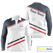 Load image into Gallery viewer, Mens Golf Polo Shirt Custom American Flag White Golf Shirt Patriotic Polo Team Clothing Attire NYN2852
