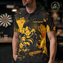 Load image into Gallery viewer, Black And Yellow Grunge Funny Bee Darts Polo &amp; 1/4 Zip For Men Personalized Dart Team Shirts NYN3237