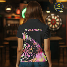 Load image into Gallery viewer, Pink Holographic Dartboard Grunge Darts Polo Shirts For Women Custom Name For Darters NYN2705