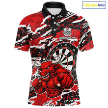 Load image into Gallery viewer, Personalized Men Darts Bull Grunge Red Polo Shirt Custom Name Polo 1/4-Zip Shirt Gift For Darters NYN2856