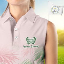 Load image into Gallery viewer, Personalized Green And Pink Tropical Pattern Custom Golf Sleeveless Polo Shirt For Women Golf Team Clothes NYN2864