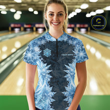 Load image into Gallery viewer, Icy Womens Bowling Shirts Custom Snowflake Icy Bowling Ball And Pins Team League Bowler Jerseys NYN3070