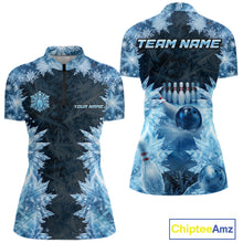 Load image into Gallery viewer, Icy Womens Bowling Shirts Custom Snowflake Icy Bowling Ball And Pins Team League Bowler Jerseys NYN3070