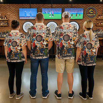 Grunge Graffiti Funny Friends And Beer Women Darts Shirt Custom Polo 1/4 Zip Team Darts Jersey NYN3243
