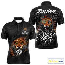 Load image into Gallery viewer, Leopard Pattern Funny Tiger men's darts polo shirt, custom scratch dartboard jersey, personalized dart team uniform, tournament darts apparel