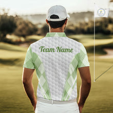 Load image into Gallery viewer, Mens Golf Polo Shirt Argyle Pattern Golf Shirts For Mens Green Argyle And White Golf Ball Gifts NYN2906