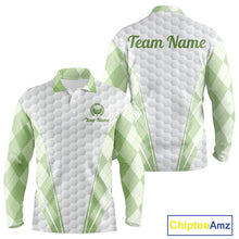 Load image into Gallery viewer, Mens Golf Polo Shirt Argyle Pattern Golf Shirts For Mens Green Argyle And White Golf Ball Gifts NYN2906